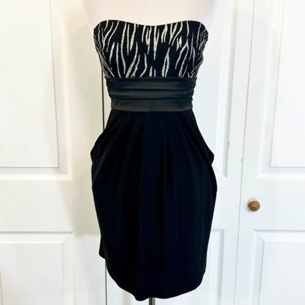Deb Strapless Zebra Print Mini Dress Size L